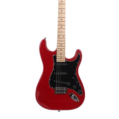 Glarry GST Electric Guitar with Black Pickguard Red image 8