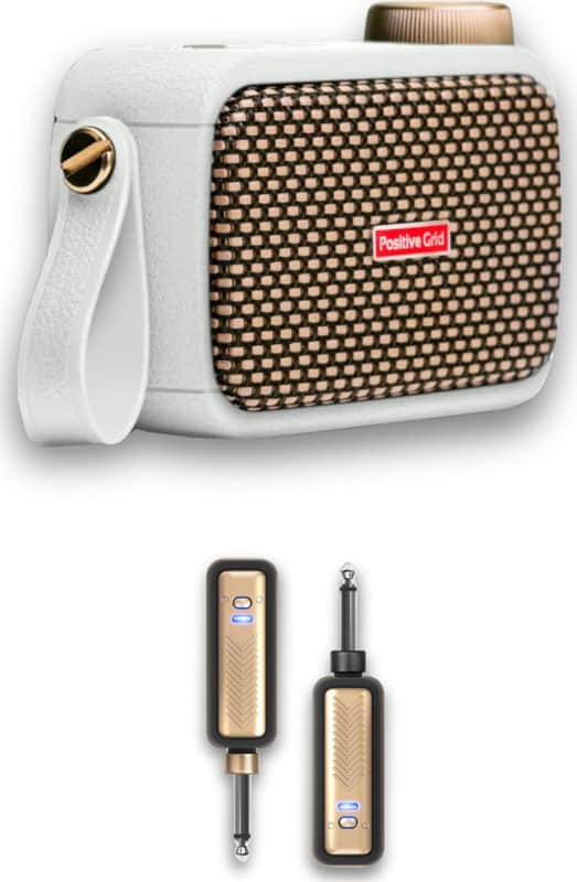 Positive Grid Spark GO Ultra-Portable Guitar Combo Amplifier, 5W, Pearl & Spark LINK Wireless System image 1