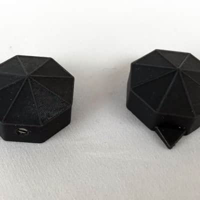 Fox Guitars 12 Vintage Daka-ware Style Octagon Pinwheel Guitar Pointer Knobs Black image 3
