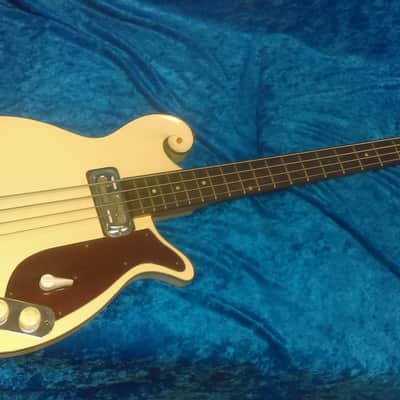 Premier Scroll Bass 1960's Orange Sparkle Binding DeArmond P'up Univox Made NYC *RARE* MAKE OFFER image 4