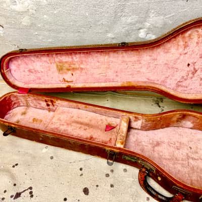 1950's Gibson Les Paul Guitar Case Brown-Pink Lifton 4 Latch Flat Top ~1952-1954 image 5