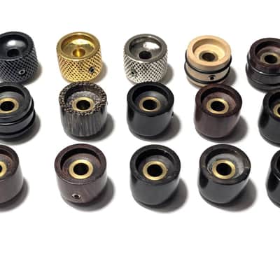15pc Guitar Knob Kit Tigerwood Water Buffalo Ebony Boxwood Rosewood Metal Unused image 6