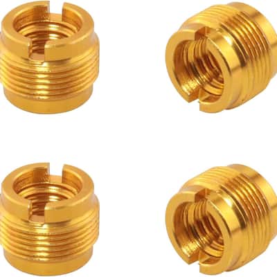 4pcs Mic Stand Adapter Aluminum 5/8" Male to 3/8" Female Screw Adapter for Microphone Stand Clips Mic Stand Holder Adapter, Gold image 1