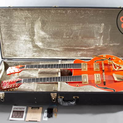 1997 Gretsch G6120-6/12 Nashville Double Neck Orange Stain MIJ OHSC Rare image 2