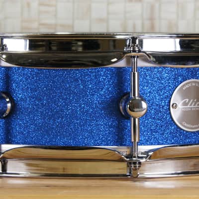 Click Icon 4x14 10ply Maple Snare Drum - Blue Satin Sparkle image 5