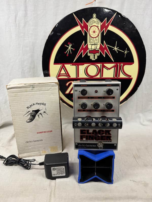 Electro-Harmonix Black Finger Tube Compressor Pedal with Power Supply + Box image 1
