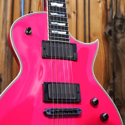 ESP CUSTOM SHOP Eclipse CTM - Ebony- Neon Pink 6-String Electric Guitar w/ Case image 7