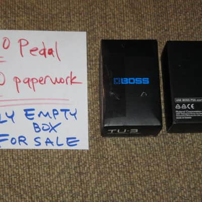 used condition Boss EMPTY BOX for TU-3 Chromatic Tuner (NO pedal / NO paperwork) specifically from 2015 (but can be home for other year TU-3 pedal) - Black Box with blue & white graphic image 2