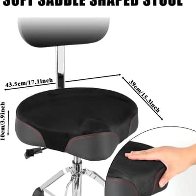 Drum Throne with Backrest,Heavy Duty Drum Stools Height Adjustable Motorcycle Style Hydraulic Drum Seat Drum Chair for Adult Drummer(Black) image 2