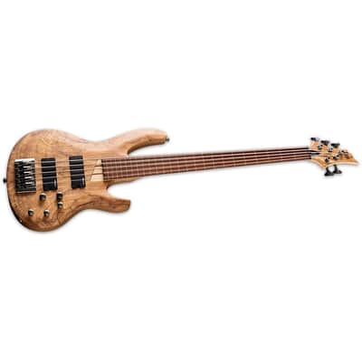 ESP LTD B-205SM Fretless 5-String Bass - Spalted Maple Natural Satin image 4