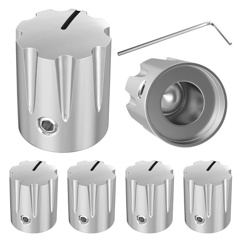 Metal Guitar Pedal Knob 1/4" Shaft Potentiometer Knob Silver Amplifier Control Knob with Set Screw Replacement for Electric Guitar Effect Pedal -6pcs image 1