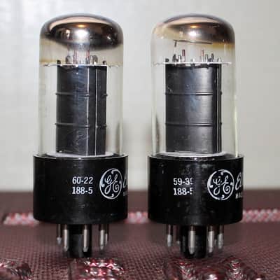 GE 6V6GT VT-107 PERFECT MATCH PAIR BLACK PLATE HALO GETTER TEST NOS+ VINTAGE 1959-60 image 2