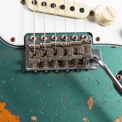 Fender Custom Shop 1965 Stratocaster Super Heavy Relic Electric Guitar - Super Faded Aged Sherwood Green Metallic over 3-Color Sunburst with Hardshell Case image 14
