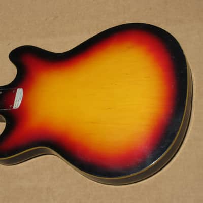 Vintage 1960s Silvertone 1418 Sunburst Semi Hollow Guitar Body Japan Teisco image 4