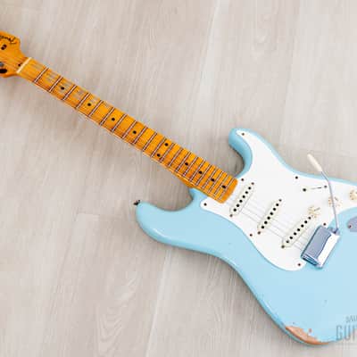 2023 Fender Custom Shop Limited Edition 1957 Stratocaster Relic Faded Daphne Blue w/ Case, COA, Tags image 12