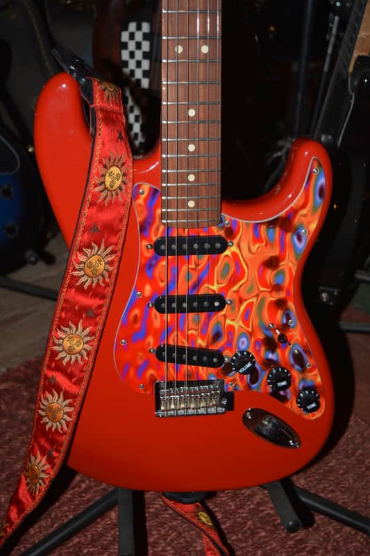 2018 Fender Player Stratocaster in Red w/New Flame Pickguard, New Dunlop Straploks, New Case, & New Set-Up ~ Mint ! image 1
