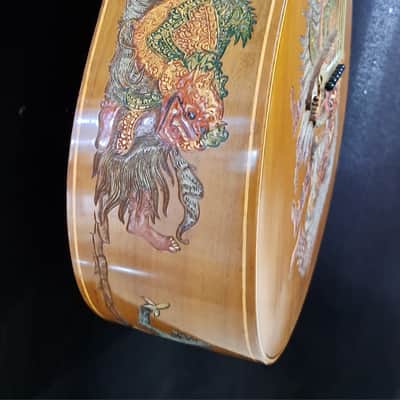 Blueberry Left Handed Handmade Acoustic Guitar Grand Concert Balinese Barong Motif New In Stock image 12