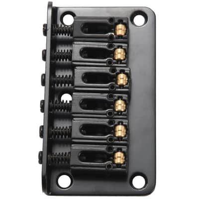 Black Guitar Strat Stratocaster Style Fixed Hardtail Bridge with Roller Saddles image 6