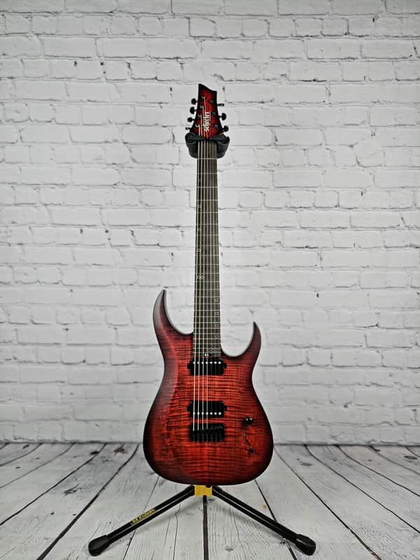 Schecter Sunset 7 Extreme 7 String Electric Guitar Scarlet Burst image 1
