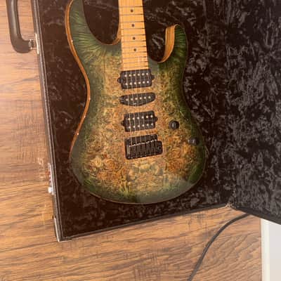 Suhr Custom modern s waterfall burl maple top black limba body image 2