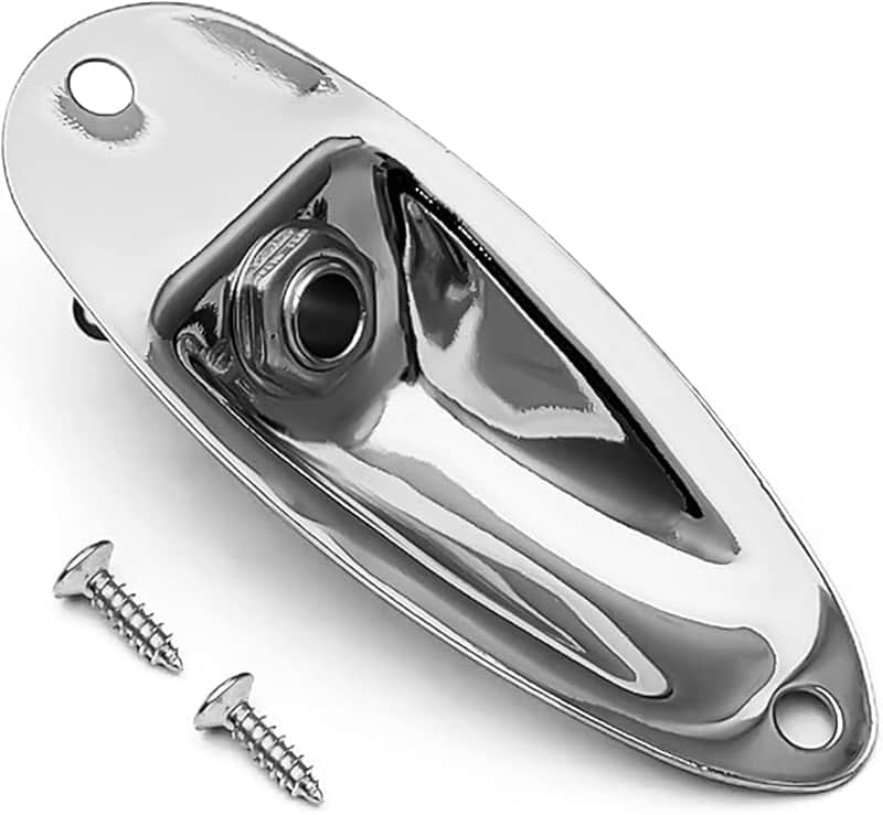 Guitar Input Jack Socket Plate Output Loaded Boat Style 1/4 Inch with Screws for Fender Stratocaster Strat St Mono Electric Guitar for Electric Guitar Replacement Parts (Chrome) image 1