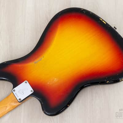 1966 Fender Jaguar Vintage Offset Guitar Sunburst w/ Big Neck, Case image 14