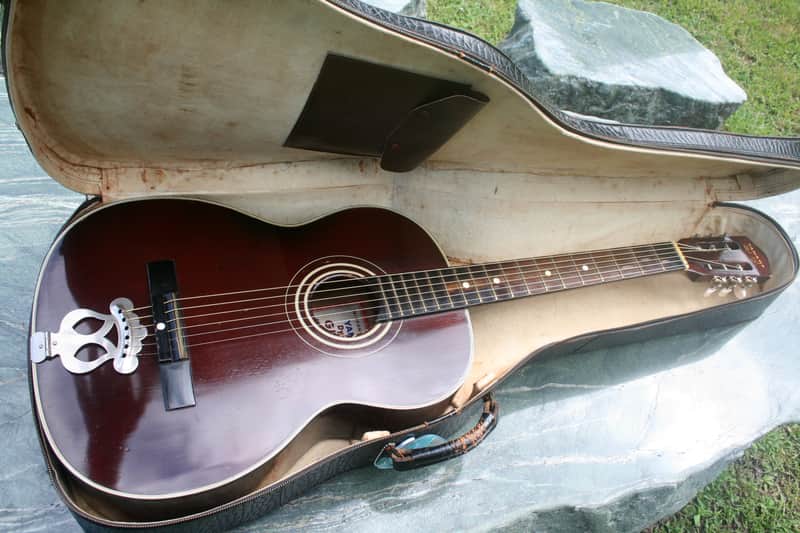 Yamaha Nippon Gakki Dynamic Guitar No.10B Red Label 1961 Maroon+Original Semi Hrad Case image 1