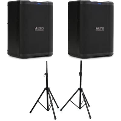 Alto Professional Busker Portable 200-watt Battery-powered PA Speaker Pair with Stands image 1