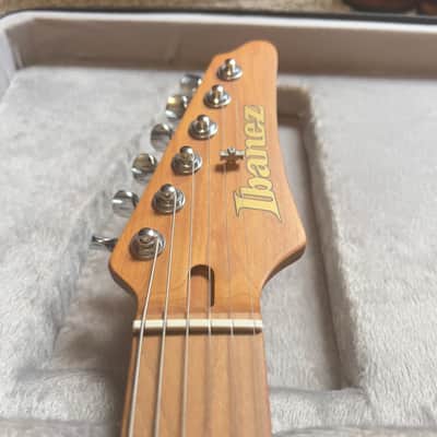 Ibanez AZ242BC-DET Premium Double Cutaway Bocote Top HH with Vibrato, Roasted Maple Neck 2010s - Deep Espresso Burst image 6