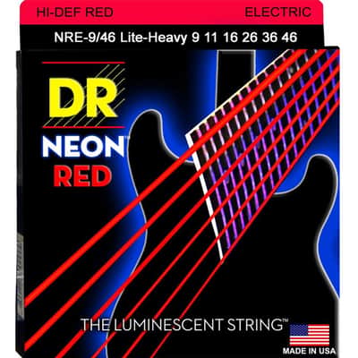 DR Strings - Neon Red 9-42 Light Guitar Strings - The Luminescent String image 1