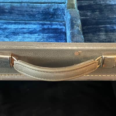 Vintage 1960’s Epiphone Newport Short Scale Bass Hardshell Case Gray Tolex Blue Interior CASE ONLY Extremely Rare image 15