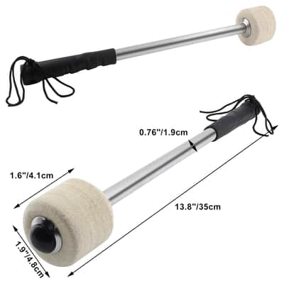 2 Pcs Drum Mallet 13.8 Inches Length, Wool Felt Drum Stick, Anti-Slip Bass Percussion Sticks, Instrument Band Accessory Part For Drums Snare Drums, Beige White image 3