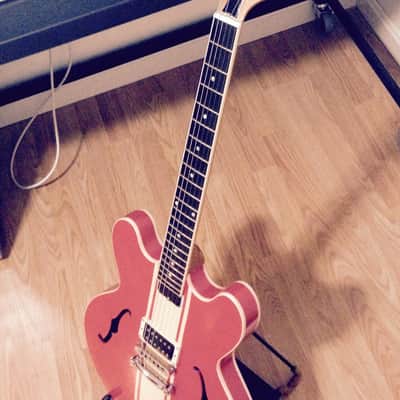 Gibson ES-333 Tom Delonge 2009 Ember Red w/ Cream racing stripes image 1
