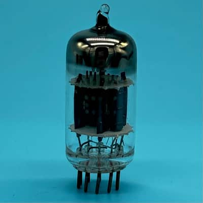 1960s General Electric 12AU7A ECC82 Vintage GE Black Plate Halo Getter Tube!T323 image 2