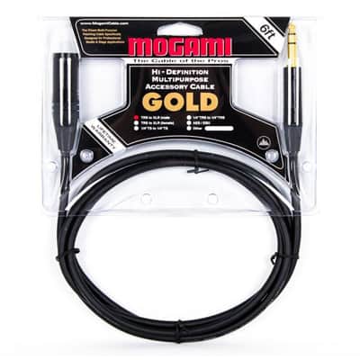 Mogami Gold 1/4" TRS to XLRM (Male) Balanced Patch Cable, 6-Foot 6' 6ft Quad