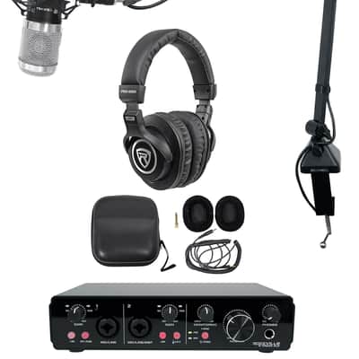 Rockville R-TRACK 2x2 USB Computer Recording Interface+RCM01 Mic+Boom+Headphones image 1