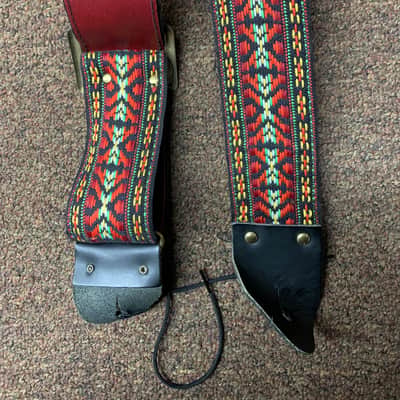 VINTAGE Retro Red pattern 2" STRAP for GUITAR Leather image 4