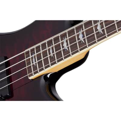 Schecter Stiletto Extreme-4 Bass Guitar (4 String, Black Cherry) Bundle with Ultimate Support Pro Guitar Stand, Guitar Strap and Classic Guitar Pick (10-Pack) image 4