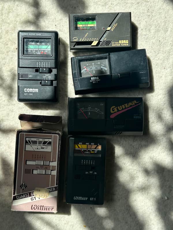 Lot of 6 vintage guitar tuners KORG CORON WITTNER - Good shape image 1