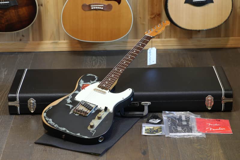 2007 Fender Artist Series Joe Strummer Telecaster MIM Electric Guitar Black Relic + OHSC