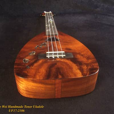 Handmade Tenor Ukulele, Solid Acacia, Indian Rosewood, The Islands Soundhole, Turtle Inlay, Soft-bag, Bruce Wei UF17-2106 image 2