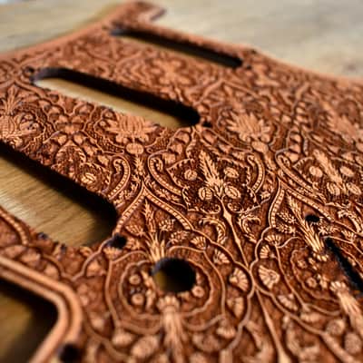 Wood Pickguard for Stratocaster HSS and SSS Laser engraved Real Cherrywood with Unique Artwork image 4