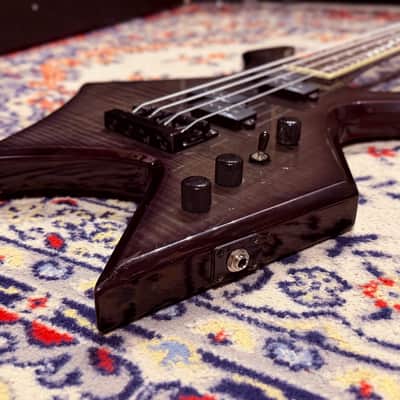 2000 B.C. Rich N.J. Neck Thru Series Warlock Bass - Made In Korea - Transparent Black w/ Coffin Case Bild 13