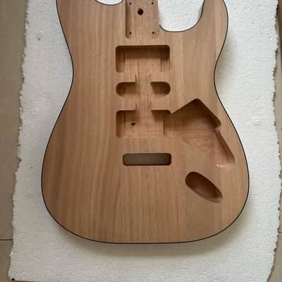 Mahogany Strat Style Guitar Body, HSH Route, Unfinished with Black Edge image 1