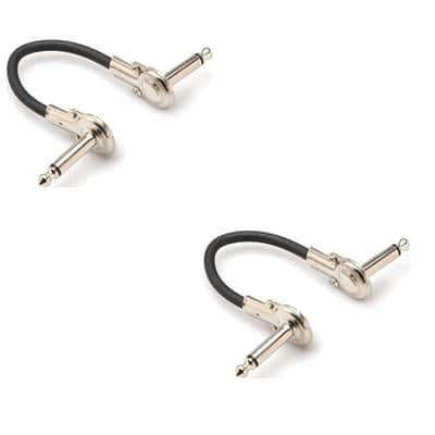 Hosa Patch Cables 6 inch (~152mm) 2-Pack 1/4" Angled Flat ( pancake ) ends image 1