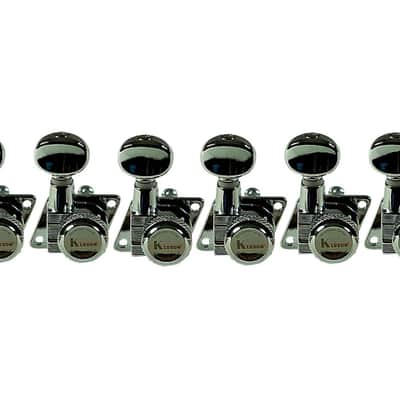Kluson 6-In-Line Locking Revolution Series F-Mount Tuning Machines With Staggered Posts Chrome image 3