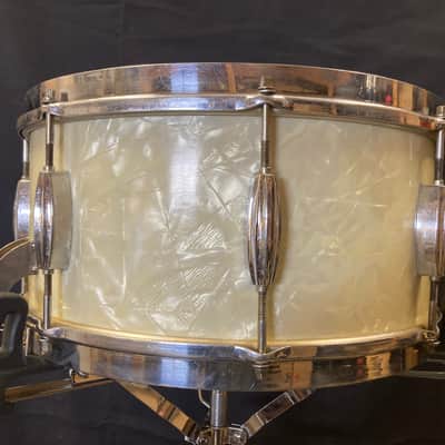 Slingerland - 1930s, 6.5x14" Gene Krupa No. 111, Radio King Snare Drum. White Marine Pearl image 14