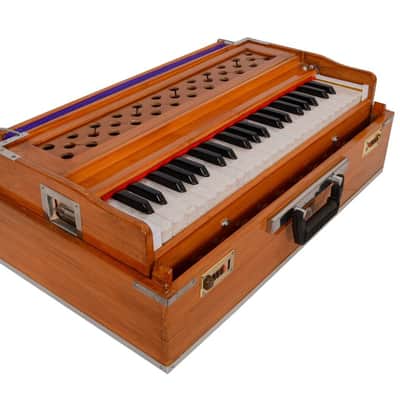 Handmade Harmonium 9 Stopper Portable 3.5 Octave Laying StyleBaja With Coupler Teak Wood image 2