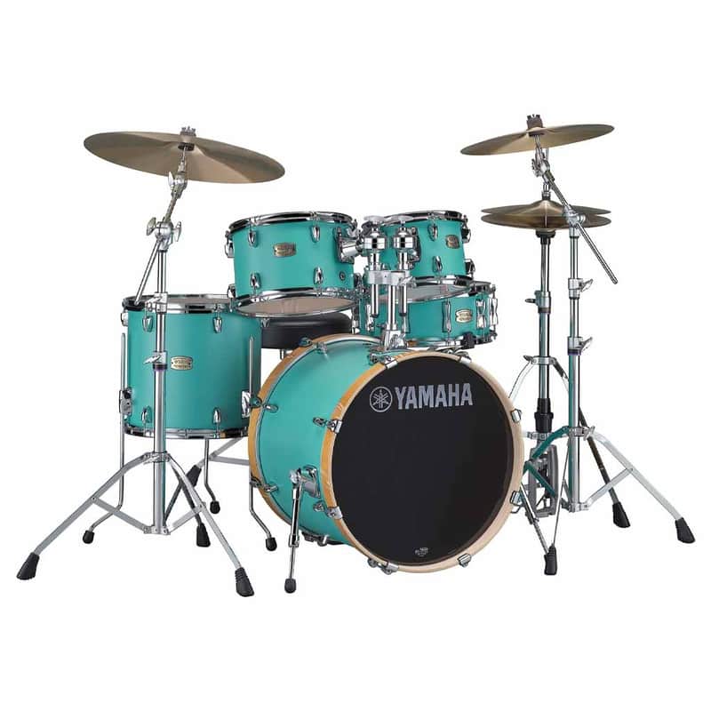 Yamaha Stage Custom Birch 5 Piece Shell Kit with 22" Bass Drum-Matte Surf Green image 1