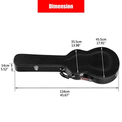 Glarry High-End Fine-Grain PU Leather Hard Case for 335 Style Semi-Hollow & Hollowbody Electric Guitar 2020s - Black image 20